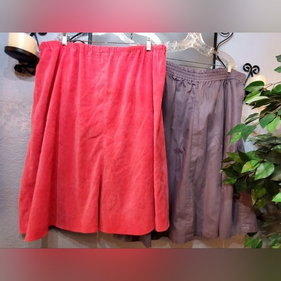 Bundle of 2 Plus size XXL- XXXL Custom Made Skirts / Gray & Velvet Pink Peach - Picture 2 of 10